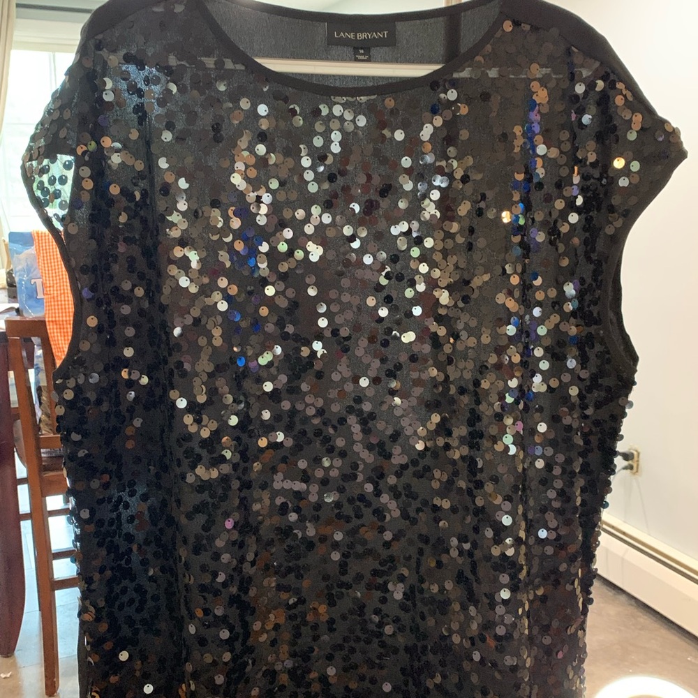 Lane Bryant Black Sequin Top